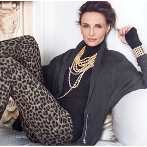 Cabi Zip Front Cocoon Cardigan Womens M Gray Ribbed Cotton Sweater 3366